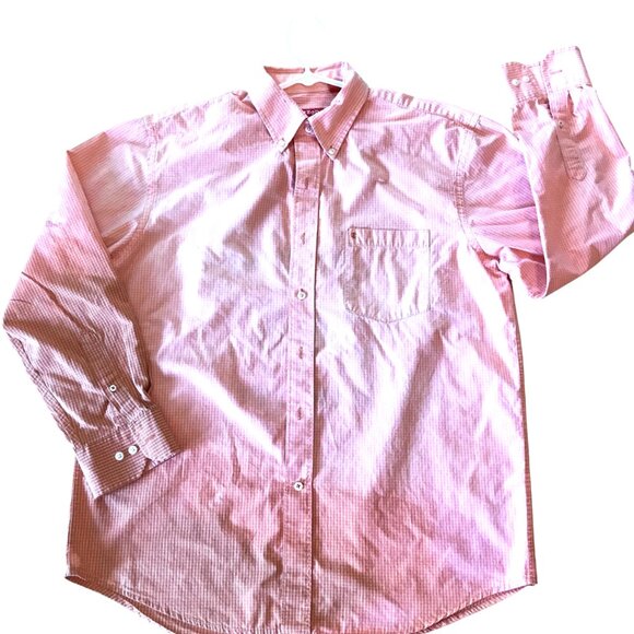 Painted Shirt, Autumn Theme, Size L:  Fall Pumpkin, Ombre Bleached Button-Down - Picture 3 of 10